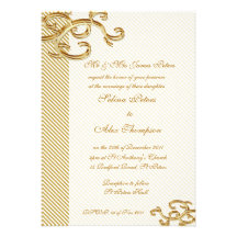 Invitación pálida del boda de la raya del oro
