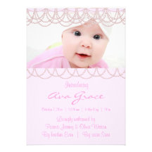 Invitación rosada dulce del nacimiento de la foto 