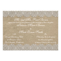 Invitación rústica del boda del país del cordón