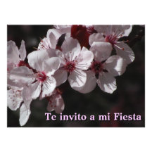 Invitación -Te invito a mi Fiesta - Flores Cerezo Custom Announcements