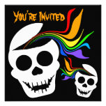 Invitaciones blancas del cráneo del arco iris invitaciones personales 