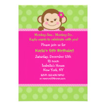 Invitaciones de la fiesta de cumpleaños del mono comunicado personal  