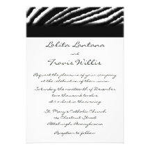 Invitaciones del boda de la raya de la cebra anuncio personalizado