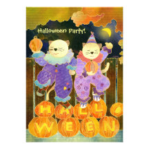 Invitaciones del fiesta de Halloween de los gatos  Anuncios