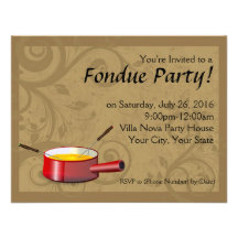 Invitaciones del fiesta de la "fondue" - queso invitaciones personalizada
