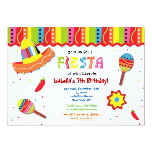 Invitaciones mexicanas de la fiesta de cumpleaños invitación 5" x ...