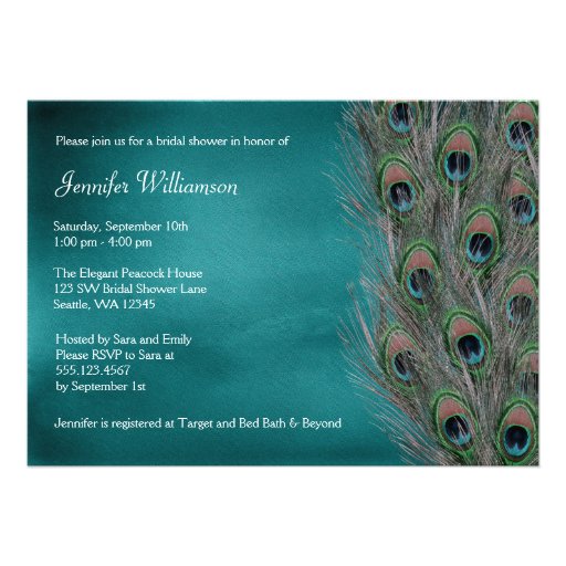 Invitaciones nupciales de la ducha de la pluma pró invitacion personalizada
