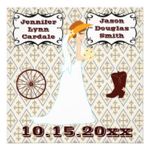 Invitaciones occidentales del boda del vaquero del comunicados personalizados