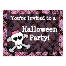 Invitaciones rosadas del fiesta de Halloween del c Invitacion Personal