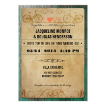 Invitaciones rústicas del boda de la bicicleta del invitacion personalizada