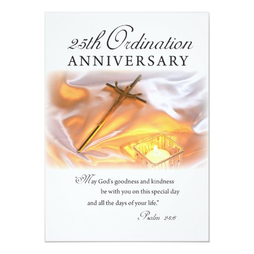 Invitation 25th Ordination Anniversary, Cross Can | Zazzle