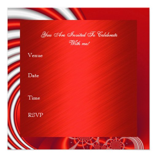 Invitation 30th Birthday Party Red White Abstract
