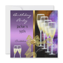 Invitation 35th Birthday Party Elegant Purple Gold