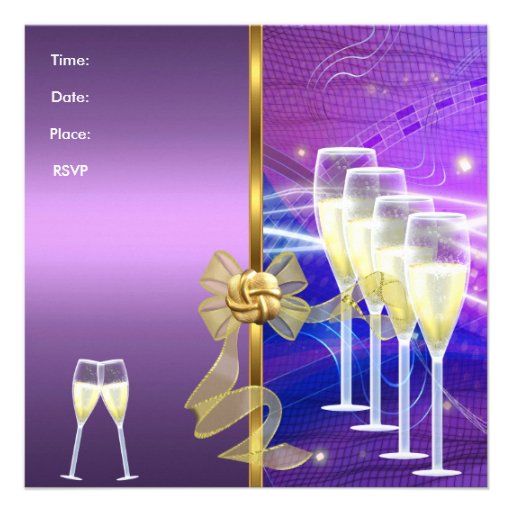 Invitation 35th Birthday Party Elegant Purple Gold Custom Invitation