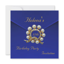 Invitation 35th Birthday Party Rich Blue Velvet