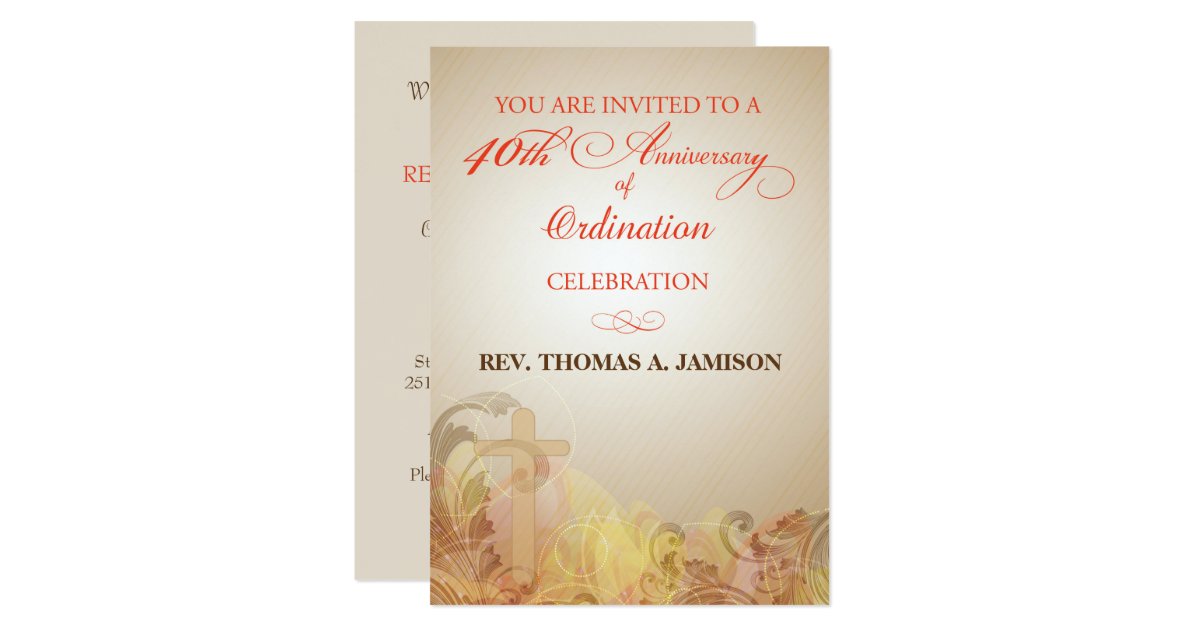 Invitation, 40th Anniversary of Ordination Blessin Card | Zazzle