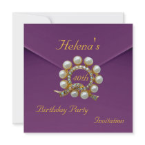 Invitation 40th Birthday Party Rich Plum Velvet
