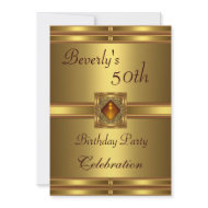 Invitation 50th Birthday Gold on Gold invitation