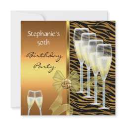 Invitation 50th Birthday Party Elegant Wild Gold invitation