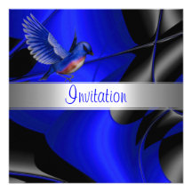 Invitation Abstract Blue Curve Blue Bird 2