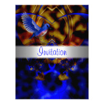 Invitation Abstract Blue Curve Blue Bird 3