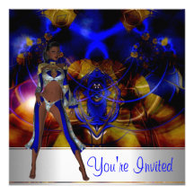 Invitation Abstract Blue Girl