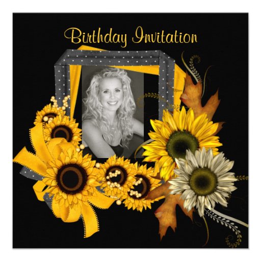 Invitation Add Photo Sunflower Yellow Flower Frame