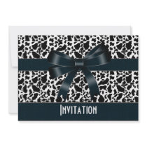 Invitation All Occasion Black White Cow Animal Bow