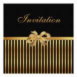 Invitation All Occasion Gold Black Stripe Gold Bow