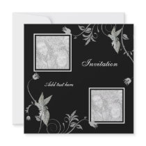 Invitation All Occasions Black Floral Add Photo