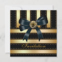 Invitation All Occasions Black Gold Stripe Bow invitation