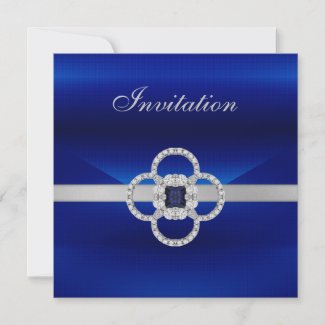 Invitation All Occasions Blue Silver Jewel zazzle_invitation