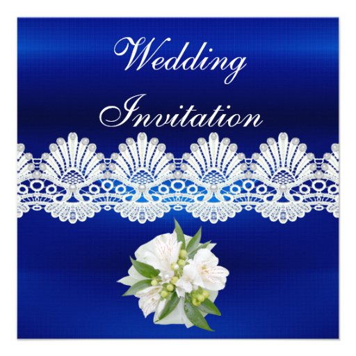 Invitation All Occasions Blue White Lace Floral