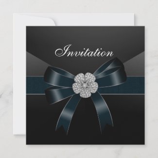 Invitation All Occasions Diamond Jewel Black Bow zazzle_invitation