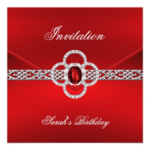 Invitation All Occasions Red Silver Jewel NEW