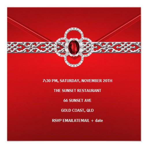 Invitation All Occasions Red Silver Jewel NEW