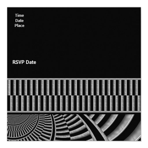 Invitation All Occasions Silver Black Art Deco