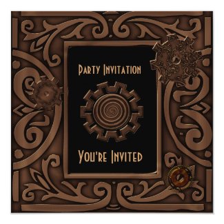 Invitation All Occasions Zizzago Steampunk Design 5.25" Square Invitation Card