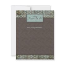 Invitation Announcement Damask Brown Turq 5