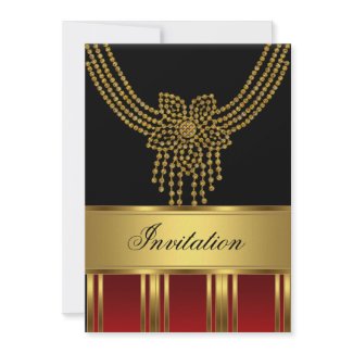 Invitation Any Party Gold Black Red invitation