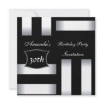 Invitation Art Deco Black White 30th Birthday Part
