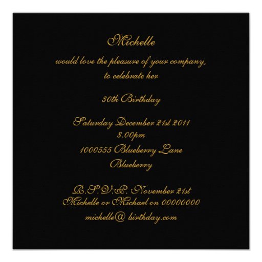 Invitation Birthday Black & Purple Gold Abstract