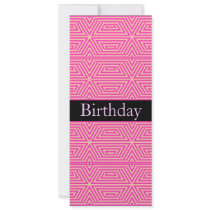 Invitation Birthday  Geometric Pink on Black