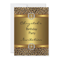 Invitation Birthday Party Wild Animal Gold Jewel invitation