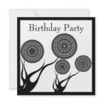 Invitation Birthday White & Black Floral Trim Larg