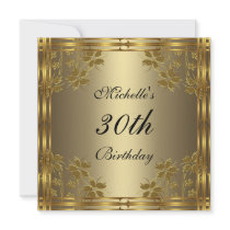 Invitation Black Bronze Gold & Gold Flowers
