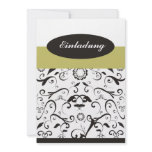 Invitation - black coral gold-yellow