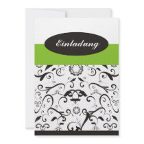 Invitation - black coral green