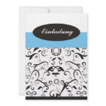 Invitation - black coral turquoise