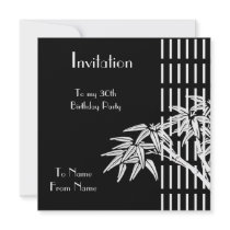 Invitation Black White Asian Bamboo